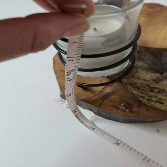 Hand Made Wood Slice Metal and Stone Candle Holder - Picture 11 of 11